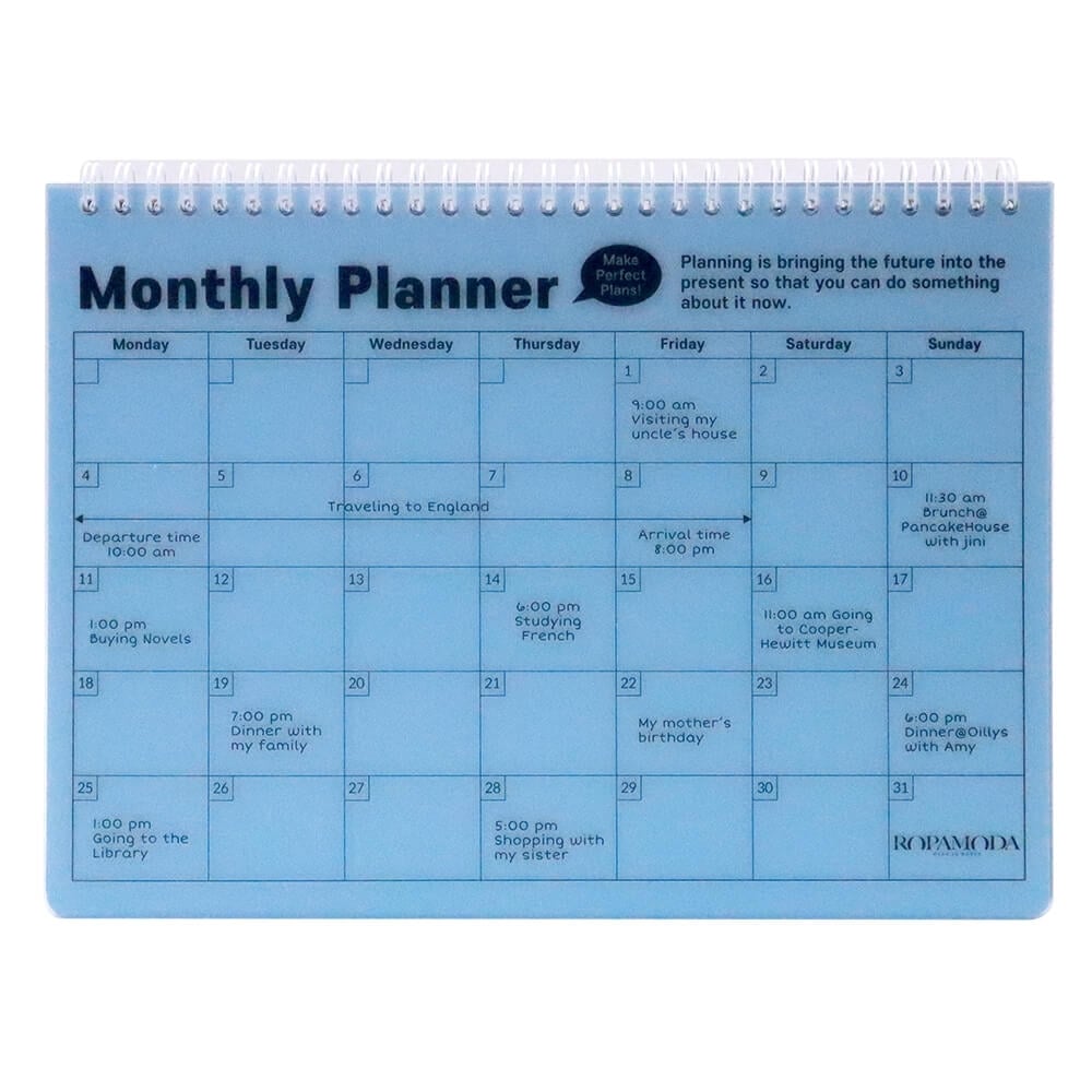 สมุดแพลนเนอร์ PP month planner สีฟ้า